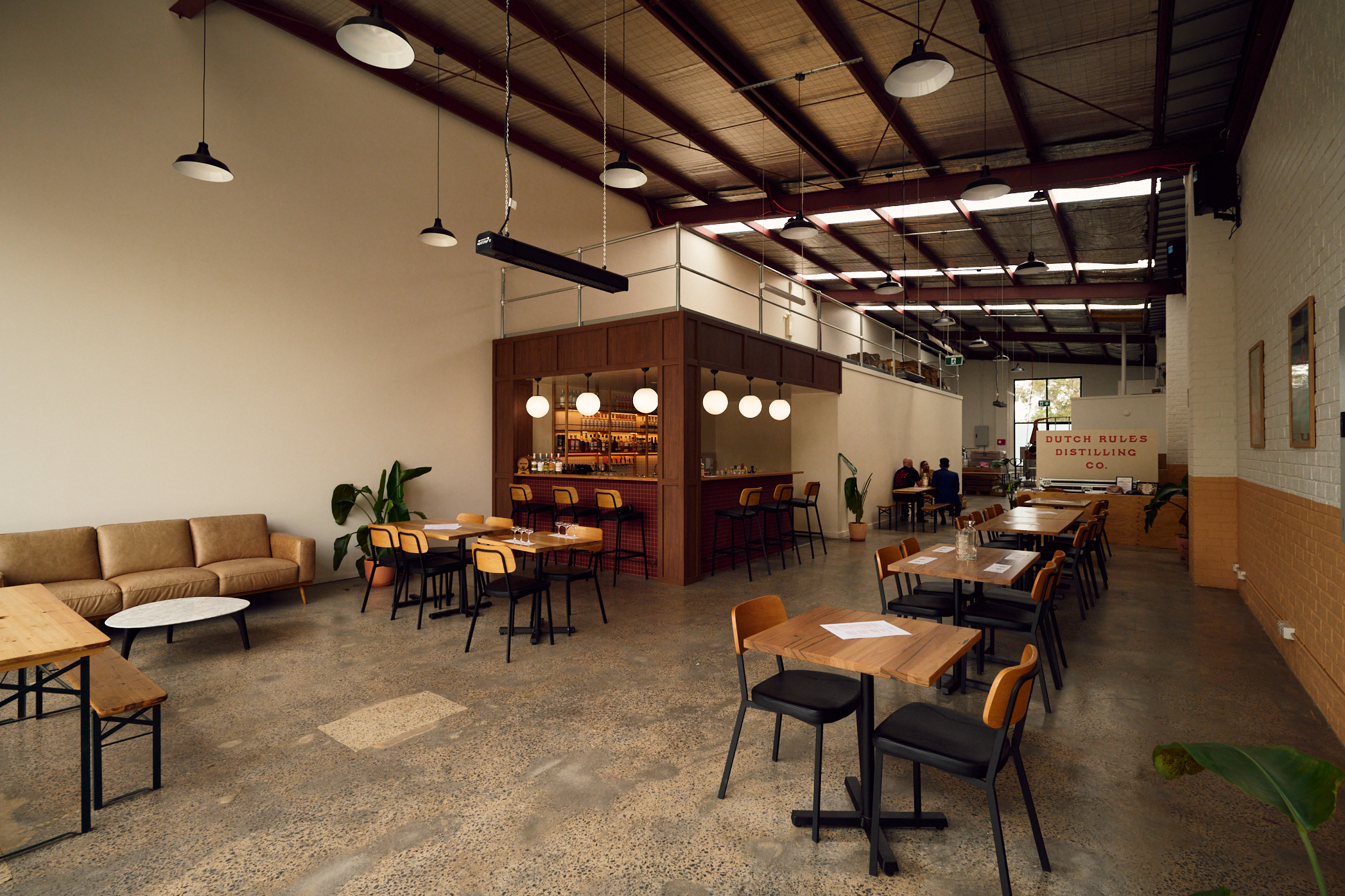 Photo shows the interior of Dutch Rules Distilling Co. a Mitcham based gin bar and distillery